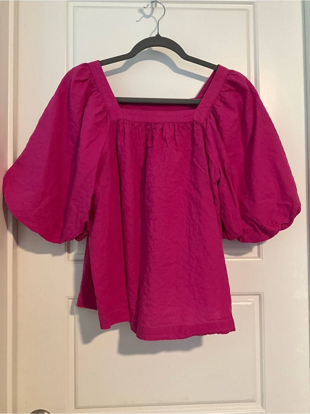 A New Day Pink Puff Sleeve Blouse Women Size [M] Square Neck Top